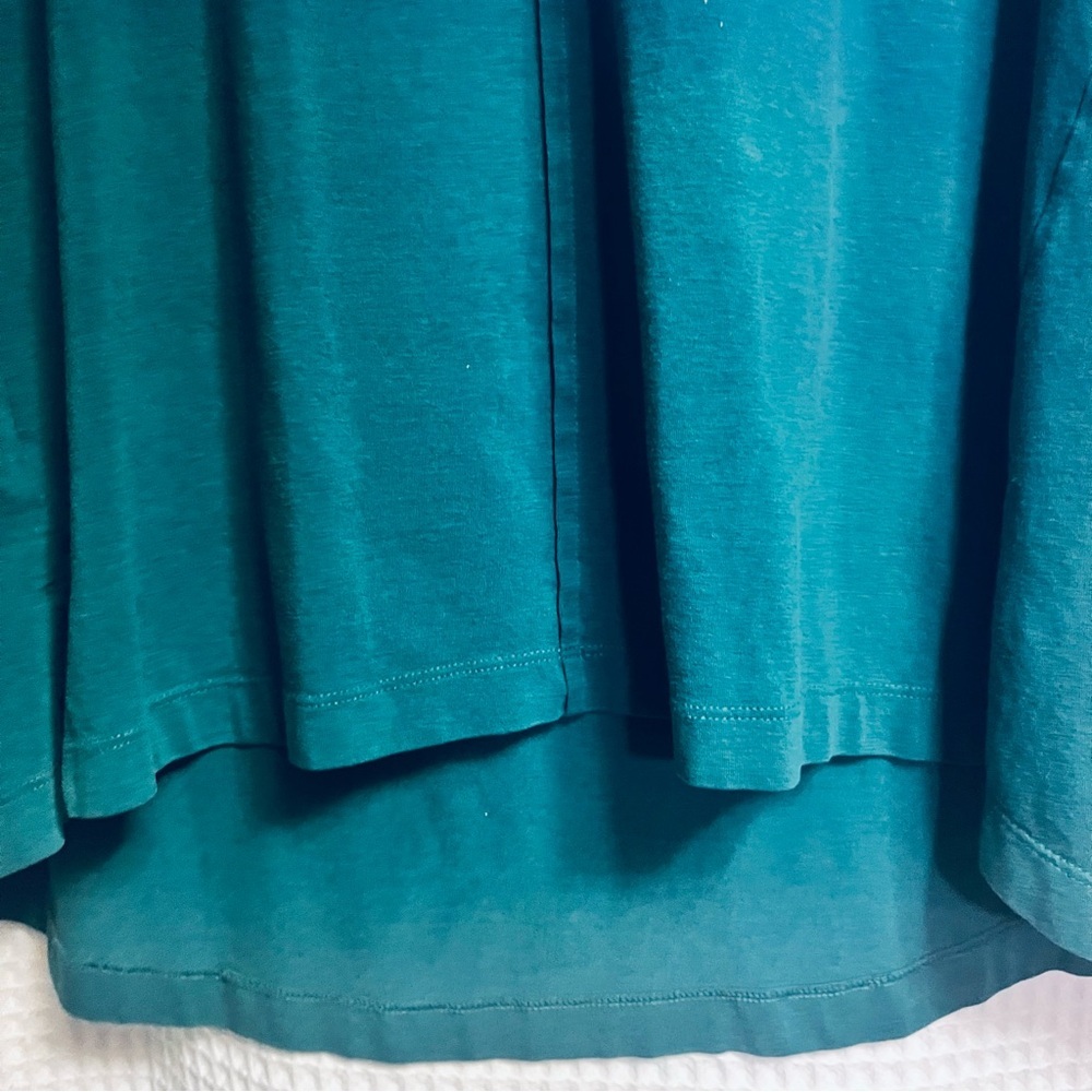 Coolibar Sun Protect Teal Tunic Soft Cotton Blend Vneck Long Sleeve Hi Low Top M - Picture 4 of 7